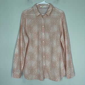 Boden Shirt Women's Size 12 Button Up Long Sleeve Floral Linen Cotton